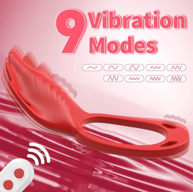 Vibromasseur pour culotte GripLust avec sangle et anneau pénien - 9 modes de vibration par application et télécommande