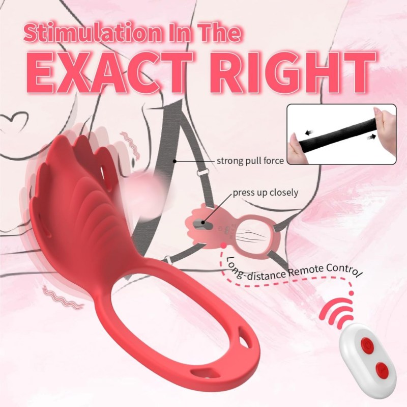Vibromasseur pour culotte GripLust avec sangle et anneau pénien - 9 modes de vibration par application et télécommande