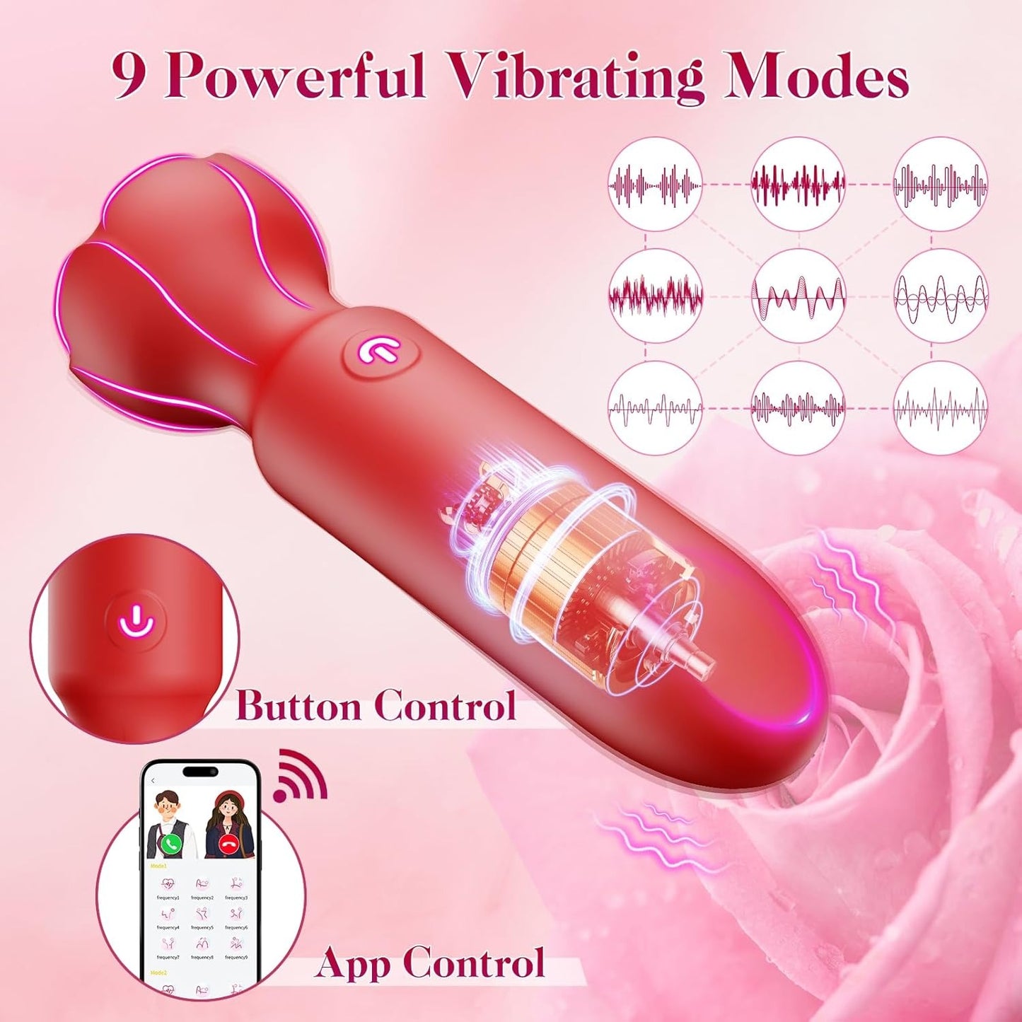 Luna - Mini vibromasseur Bullet contrôlé par application, vibromasseur clitoridien rouge à lèvres