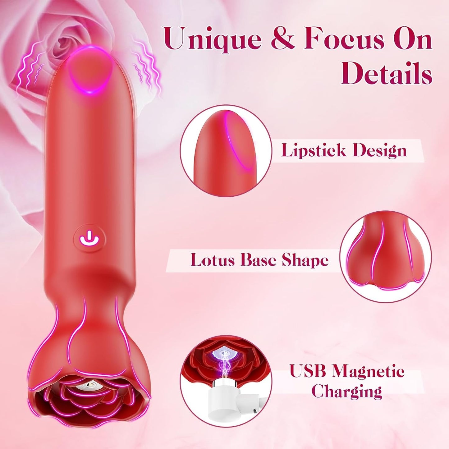 Luna - Mini vibromasseur Bullet contrôlé par application, vibromasseur clitoridien rouge à lèvres
