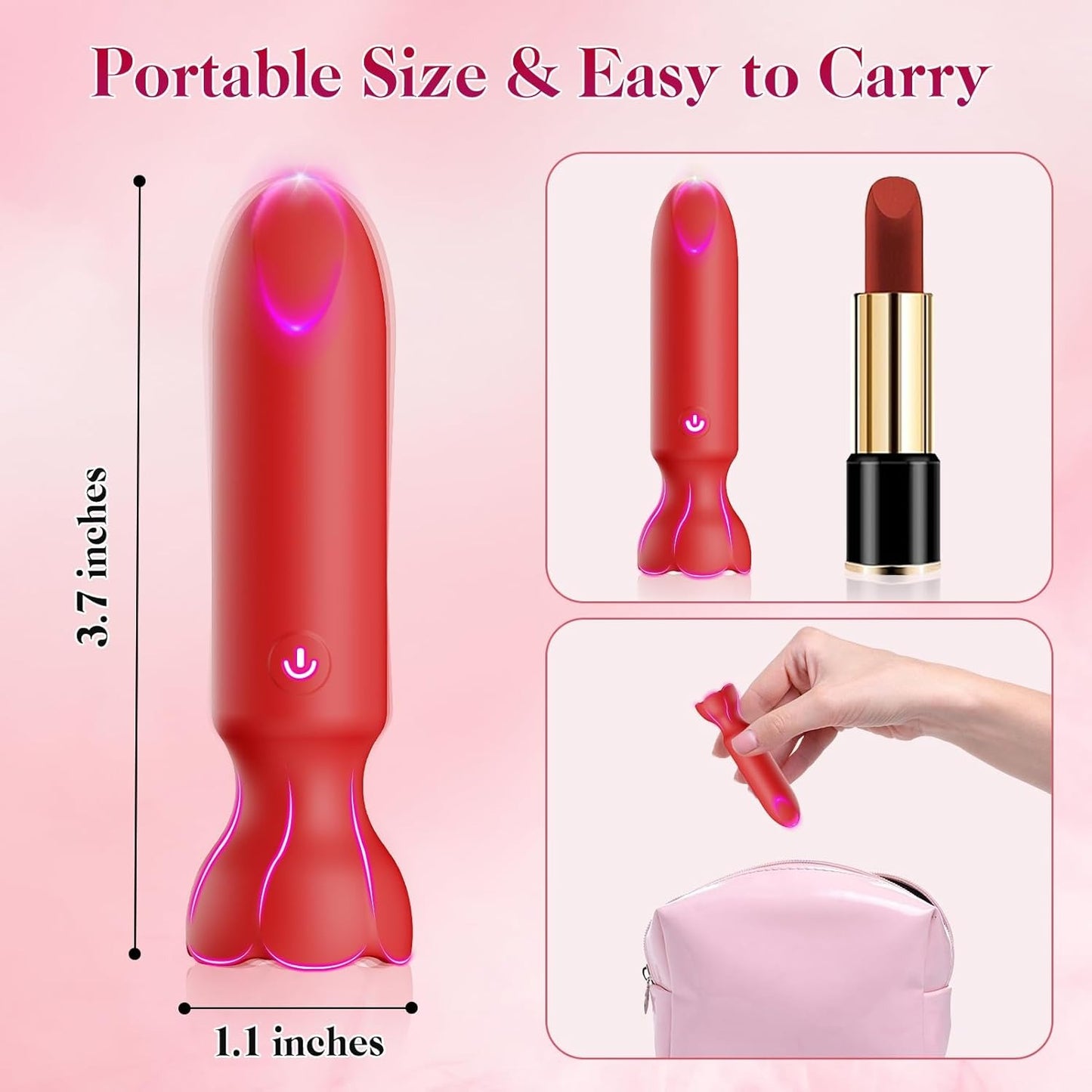Luna - Mini vibromasseur Bullet contrôlé par application, vibromasseur clitoridien rouge à lèvres