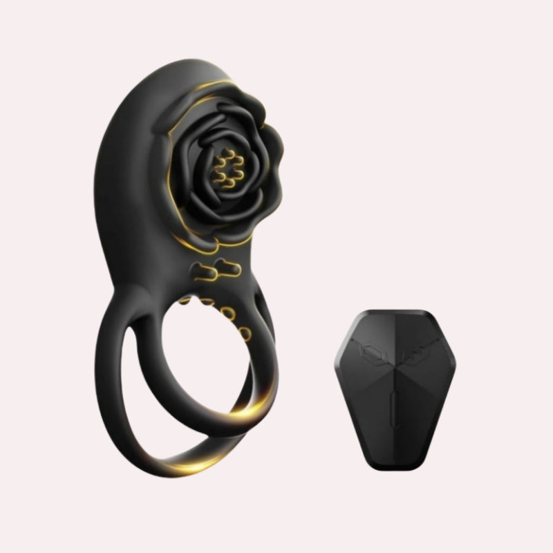 RoseRide - Anneau pénien vibrant en silicone avec vibrateur clitoridien rose pour le plaisir du couple