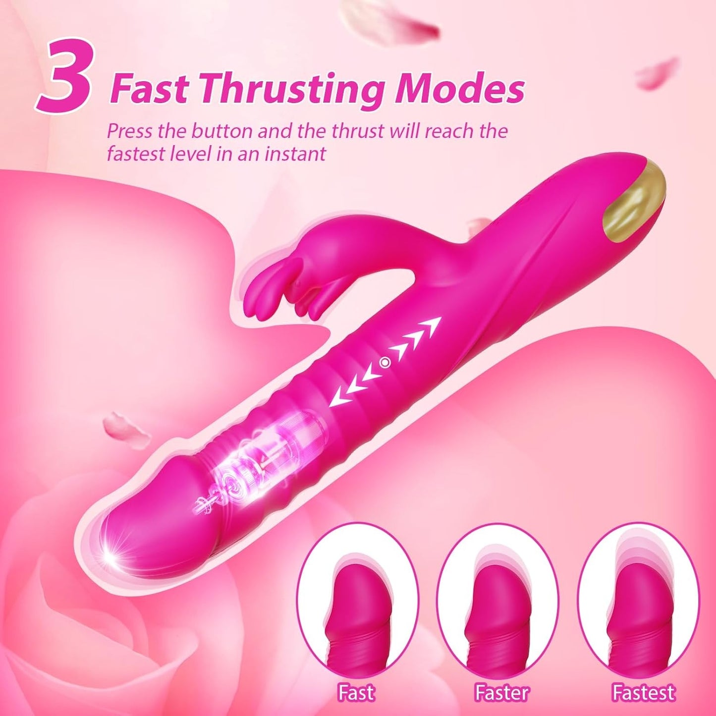 Vibromasseur lapin RRide à poussée - Stimulateur clitoridien en silicone pour femme ou couple