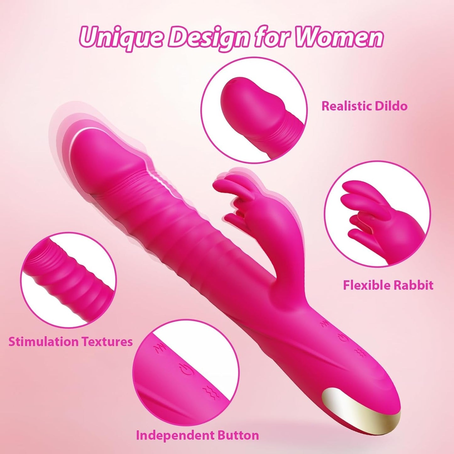 Vibromasseur lapin RRide à poussée - Stimulateur clitoridien en silicone pour femme ou couple