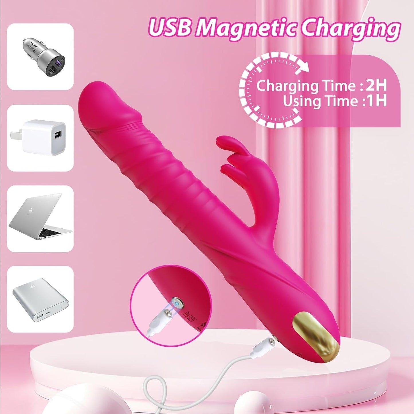 Vibromasseur lapin RRide à poussée - Stimulateur clitoridien en silicone pour femme ou couple