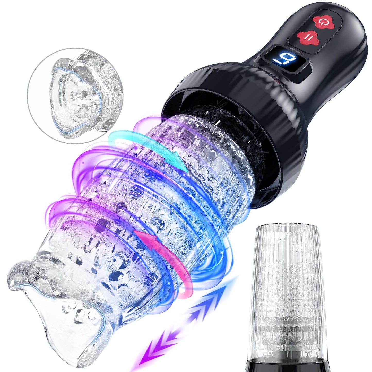 Fling | Male Rose Pro Masturbateur masculin 2 en 1 amélioré, à poussée et rotation