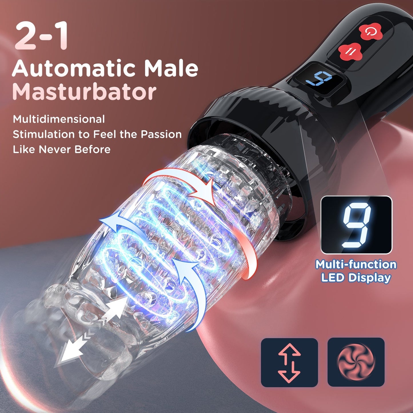 Fling | Male Rose Pro Masturbateur masculin 2 en 1 amélioré, à poussée et rotation