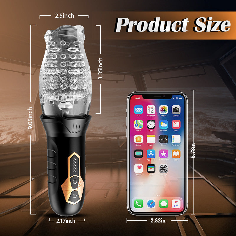 LuxuryBear - Masturbateur masculin à manches transparentes rotatives et vibrantes Male Rose 5