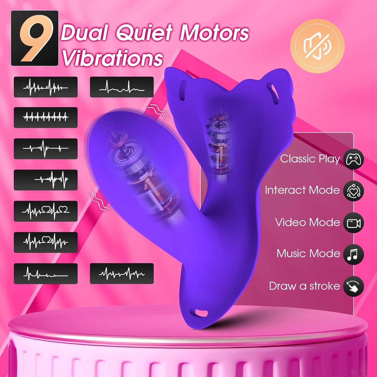 LuxeLick - Vibromasseur portable pour culotte, contrôle par application, vibromasseurs papillon 