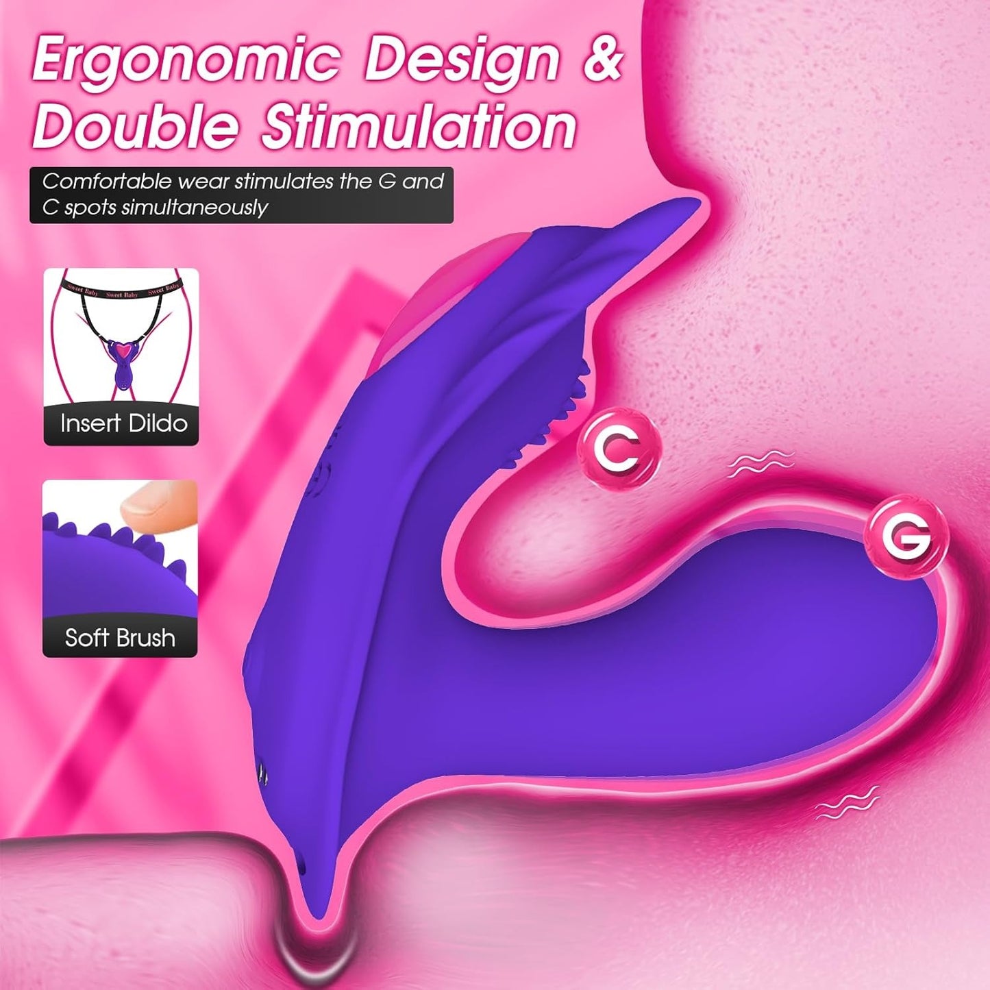 LuxeLick - Vibromasseur portable pour culotte, contrôle par application, vibromasseurs papillon 