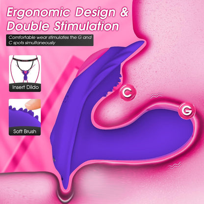 LuxeLick - Vibromasseur portable pour culotte, contrôle par application, vibromasseurs papillon 