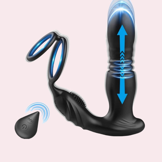 Lust - Masseur de prostate avec anneau pénien, plug anal vibrant pour tous