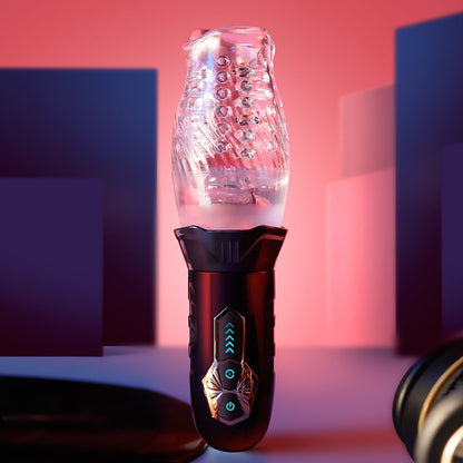 LuxuryBear - Masturbateur masculin à manches transparentes rotatives et vibrantes Male Rose 5 