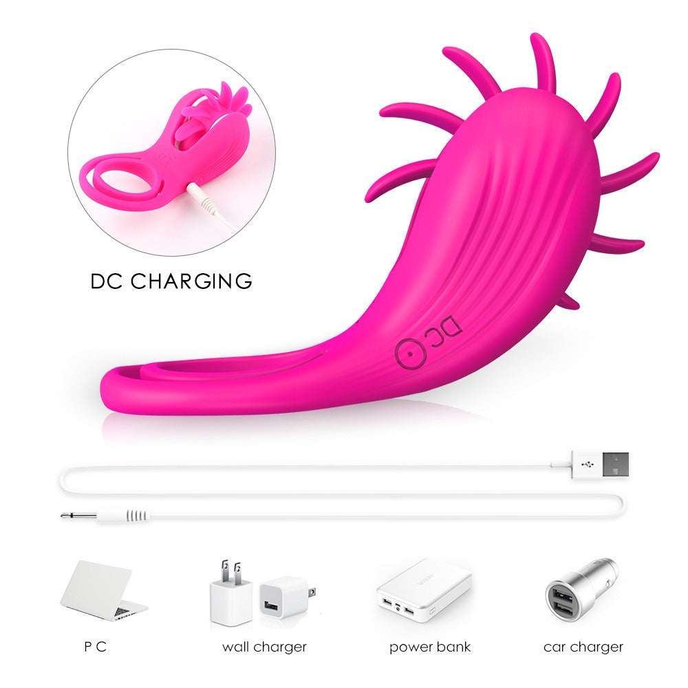 EnchantingUnicorn - Lécheur de clitoris avec langue et anneau pénien rotatif pour couple