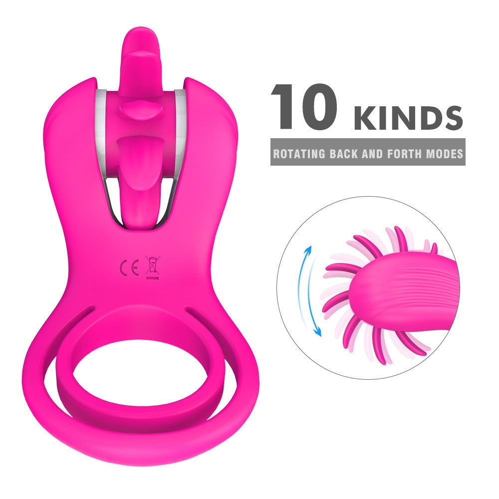 EnchantingUnicorn - Lécheur de clitoris avec langue et anneau pénien rotatif pour couple