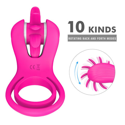 EnchantingUnicorn - Lécheur de clitoris avec langue et anneau pénien rotatif pour couple