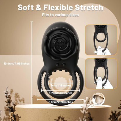 RoseRide - Anneau pénien vibrant en silicone avec vibrateur clitoridien rose pour le plaisir du couple