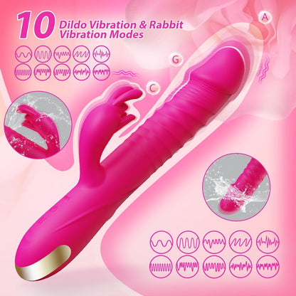 Vibromasseur lapin RRide à poussée - Stimulateur clitoridien en silicone pour femme ou couple
