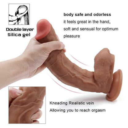 Whirl | Gode réaliste double en silicone liquide marron de 27 cm