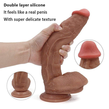 Whirl | Gode réaliste double en silicone liquide marron de 27 cm