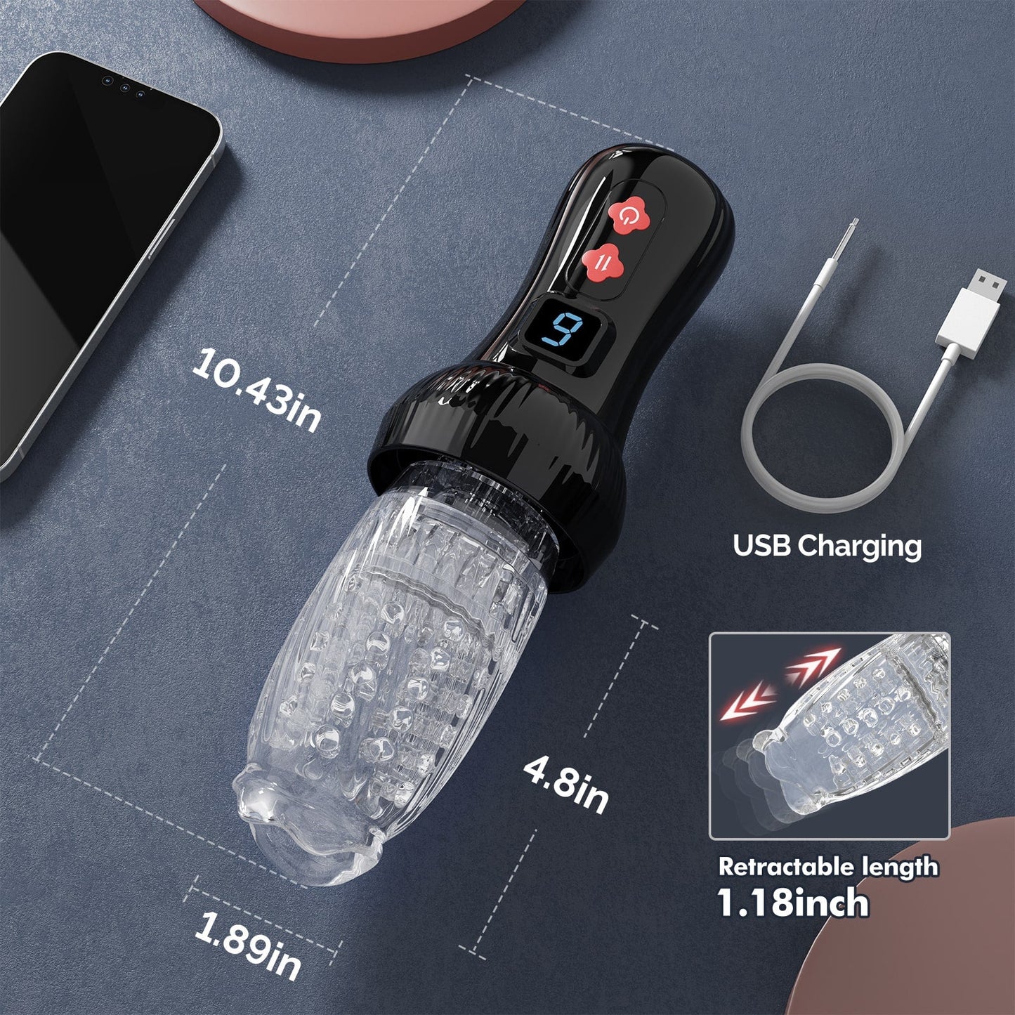 Fling | Male Rose Pro Masturbateur masculin 2 en 1 amélioré, à poussée et rotation