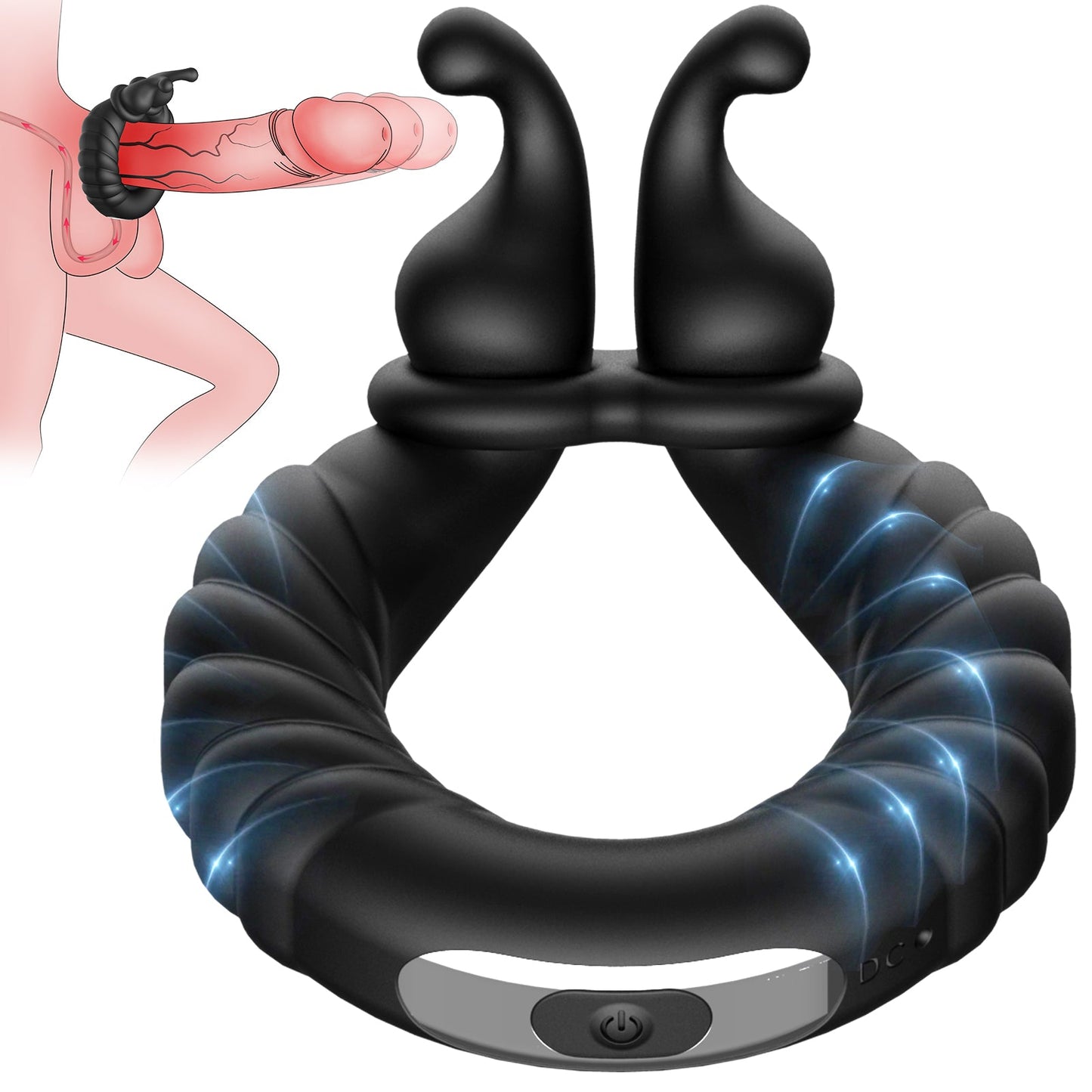 KinkyKangaroo | Anneau pénien vibrant à 2 moteurs pour le périnée 