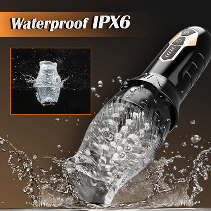 LuxuryBear - Masturbateur masculin à manches transparentes rotatives et vibrantes Male Rose 5 