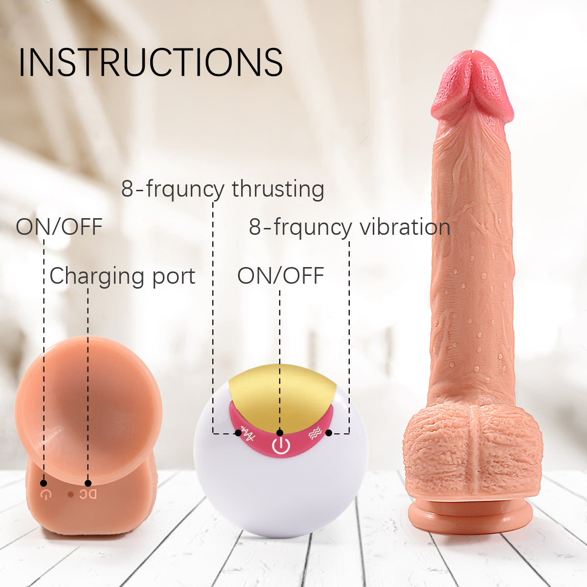 ActiveTiger - Gode réaliste vibrant 4 en 1 en silicone mains libres de 8,7 pouces